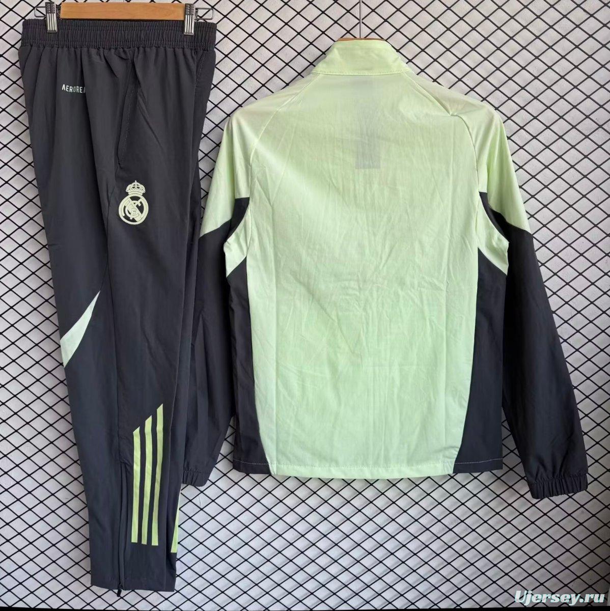 25/26 Real Madrid Green with Grey Full zipper Jacket Tracksuit+ long pants