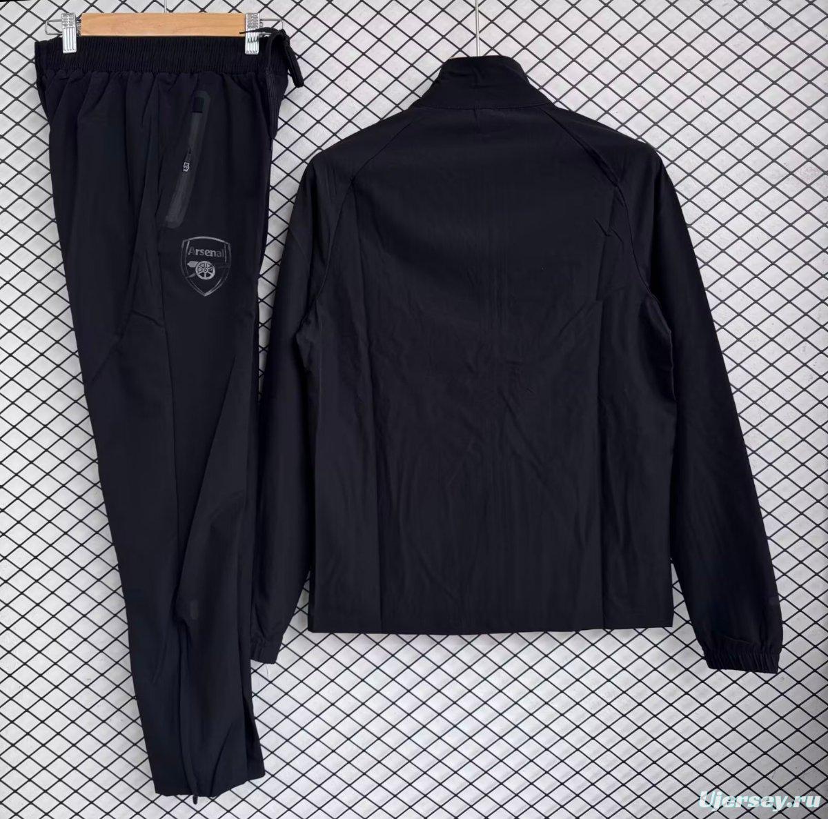 25/26 Arsenal Black Full zipper Jacket Tracksuit+ long pants