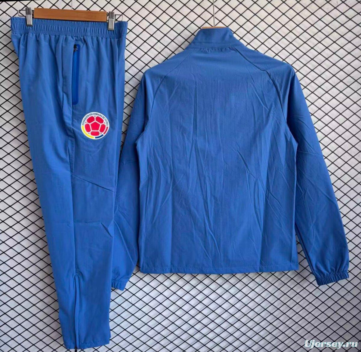 25/26 Colombia National Team Blue Full zipper Jacket Tracksuit+ long pants