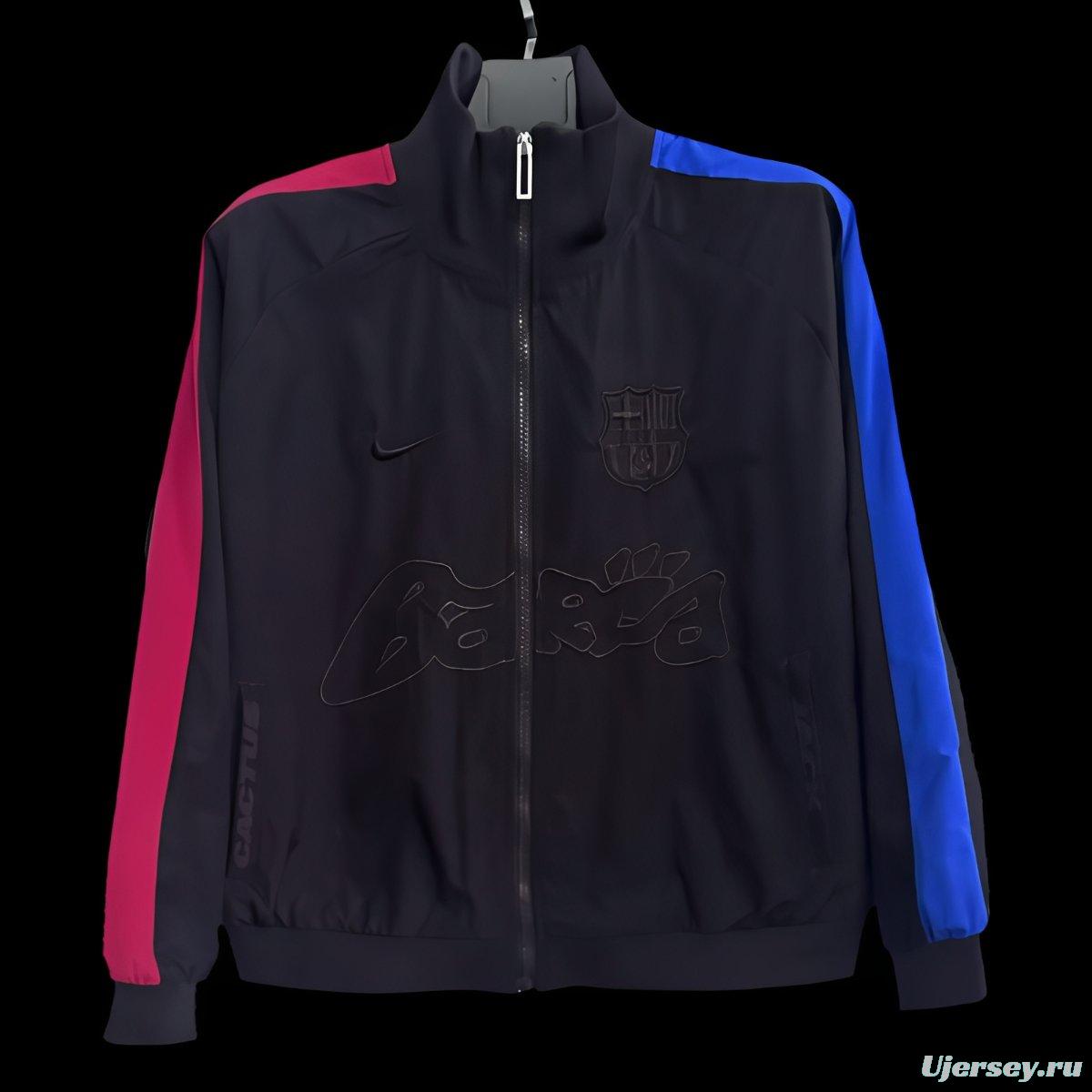 25/26 Barcelona Black/Red/Blue Full Zipper Windbreaker