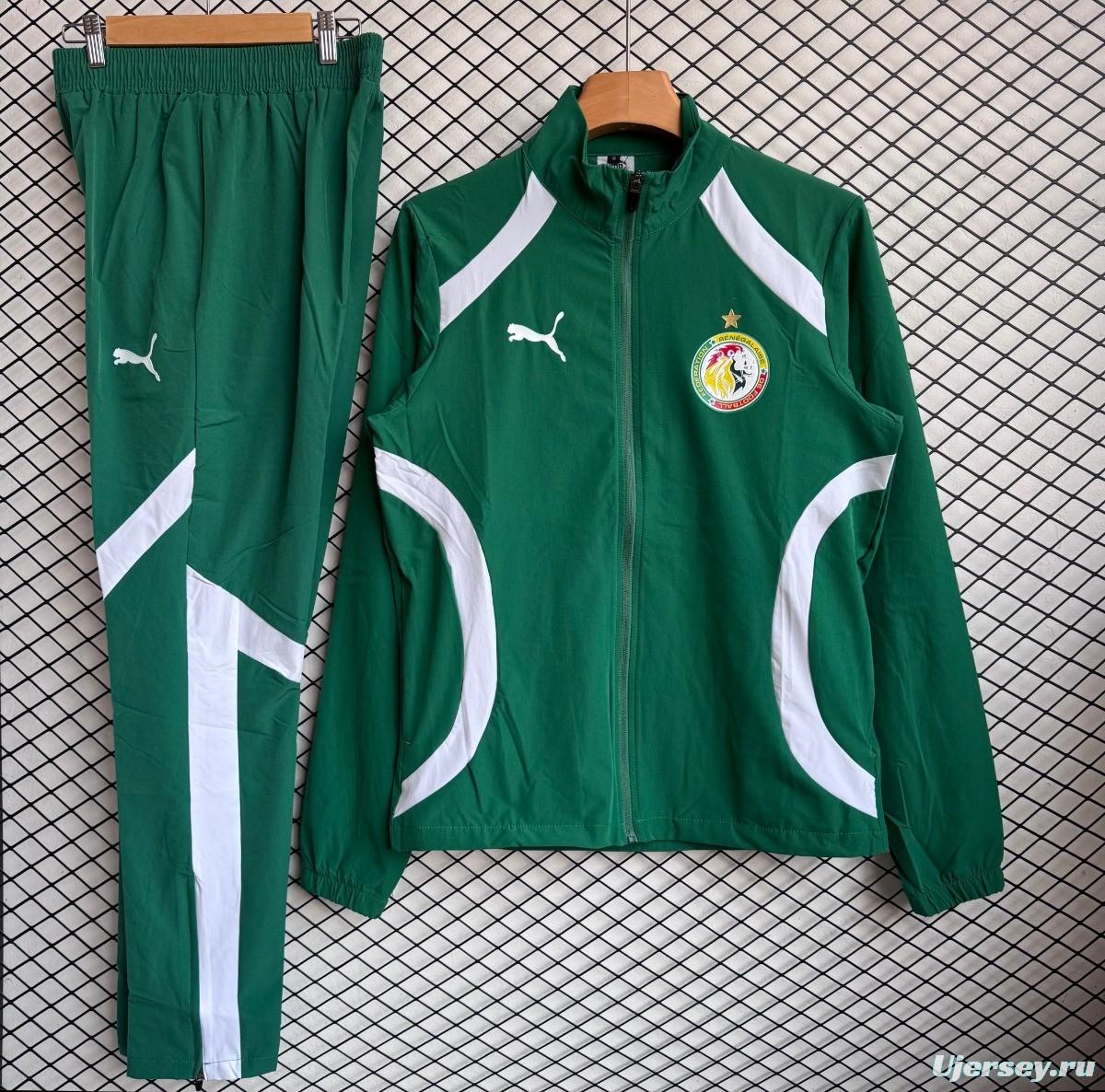 25/26 Senegal National Team Green Full zipper Jacket Tracksuit+ long pants