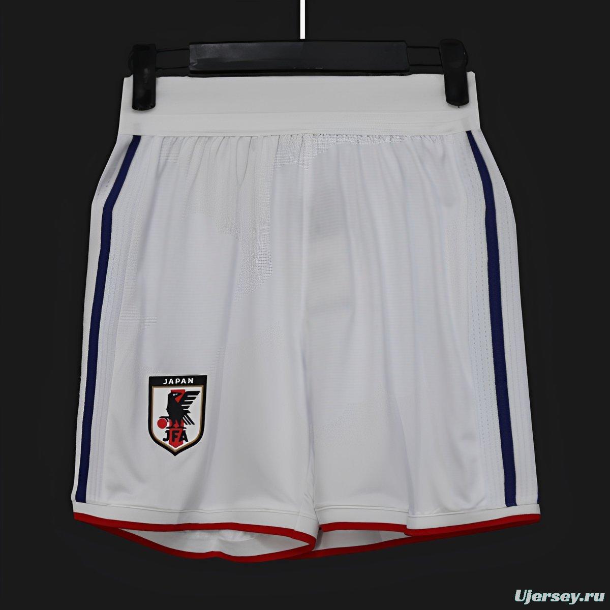 2026 Player Version Japan White with Navy Blue Stripes Shorts