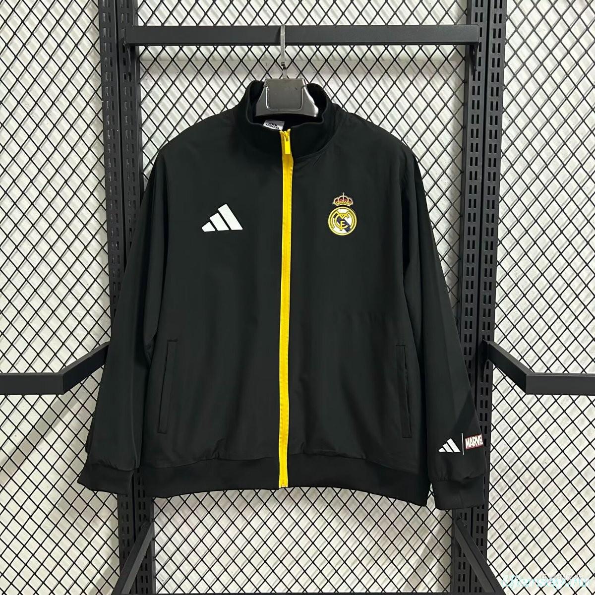 25/26 Real Madrid Marvel Black Full Zipper Windbreaker