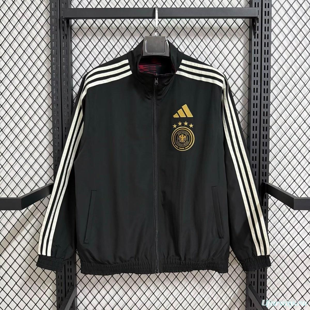 2026 Germany Black Full Zipper Windbreaker