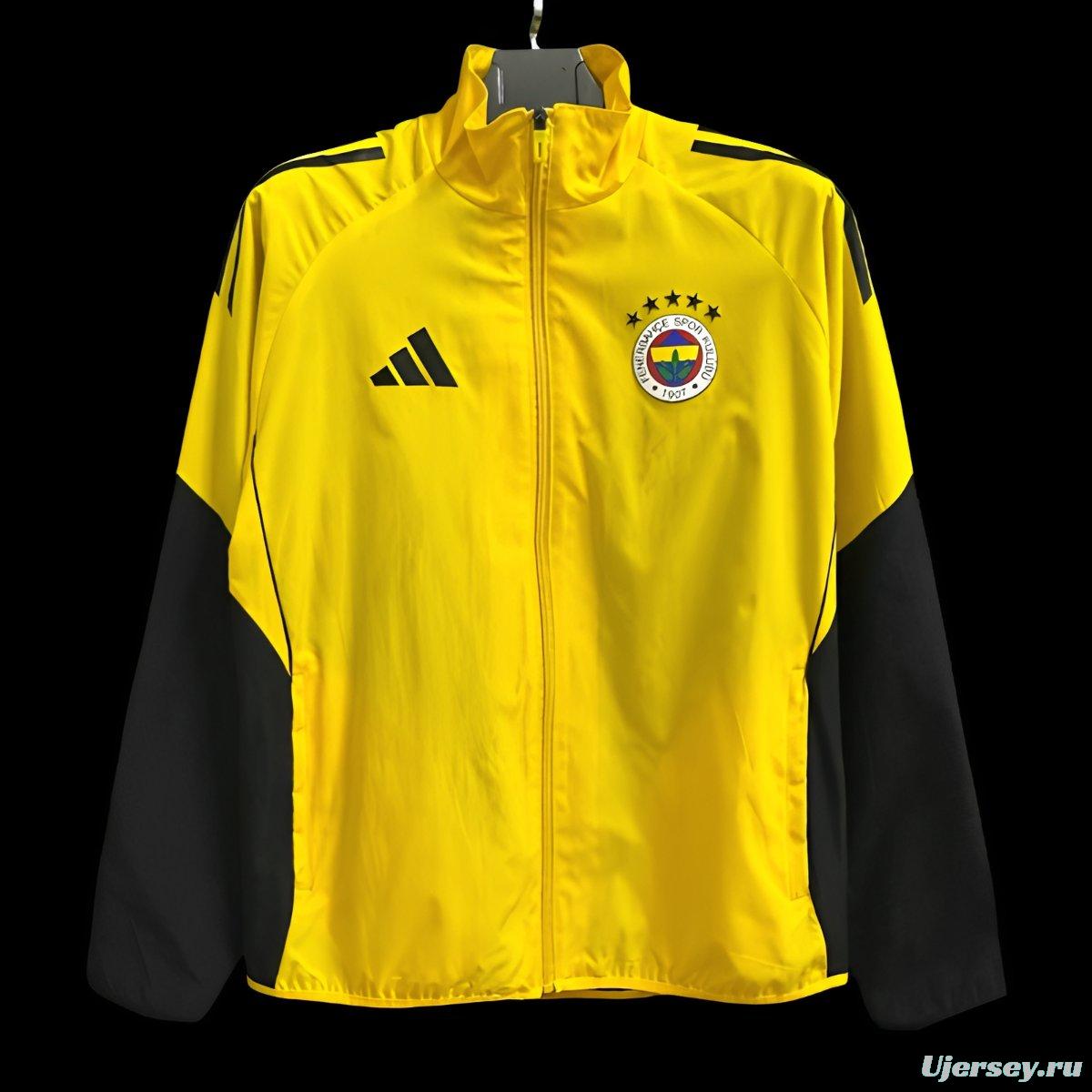 25/26 Fenerbahce Black/Yellow Full Zipper Windbreaker