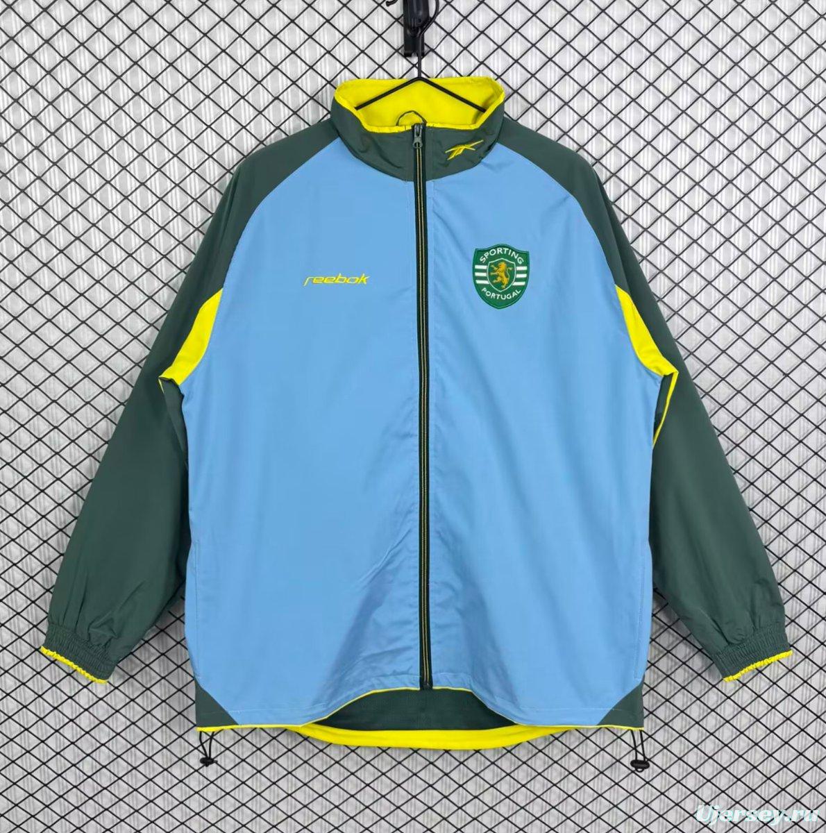 Retro 02/03 Sporting Lisbon Green Full Zipper Windbreaker