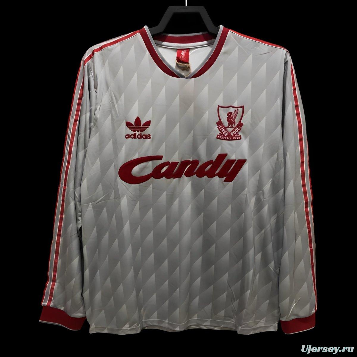 Retro 89/91 Long Sleeve Liverpool Away Soccer Jersey