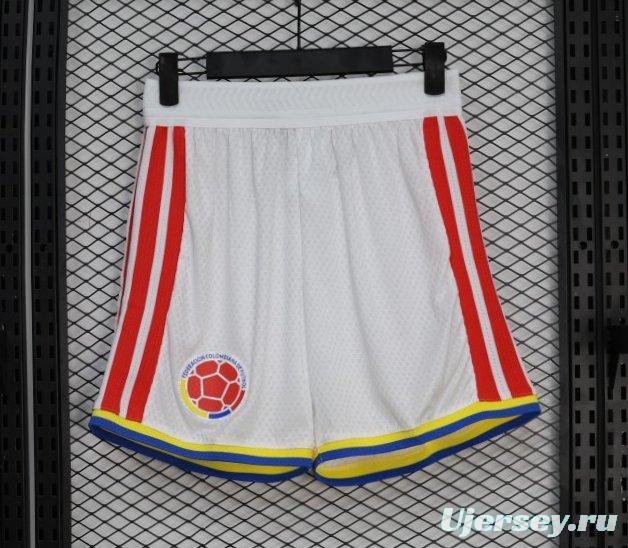 2026 Player Version Colombia White with Red Side Stripes Shorts