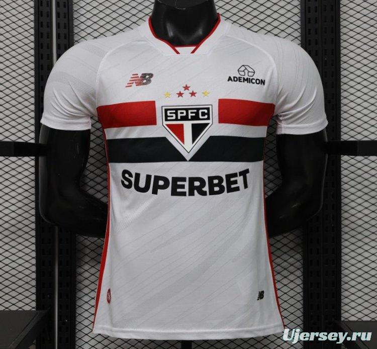 Player Version 26/27  São Paulo FC White with Red and Black Horizontal Stripes Jersey