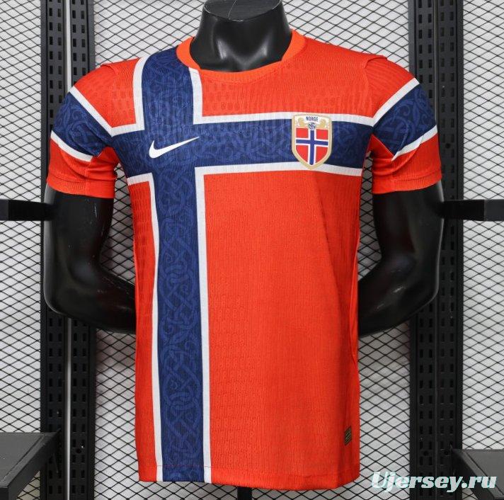 Player Version 2026 Norway Red & Blue with Flag Cross Pattern Home Jersey