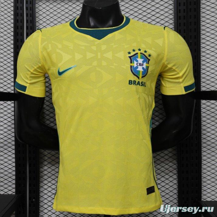 Player Version 2026 Brazil Yellow  Geometric Pattern Home Jersey