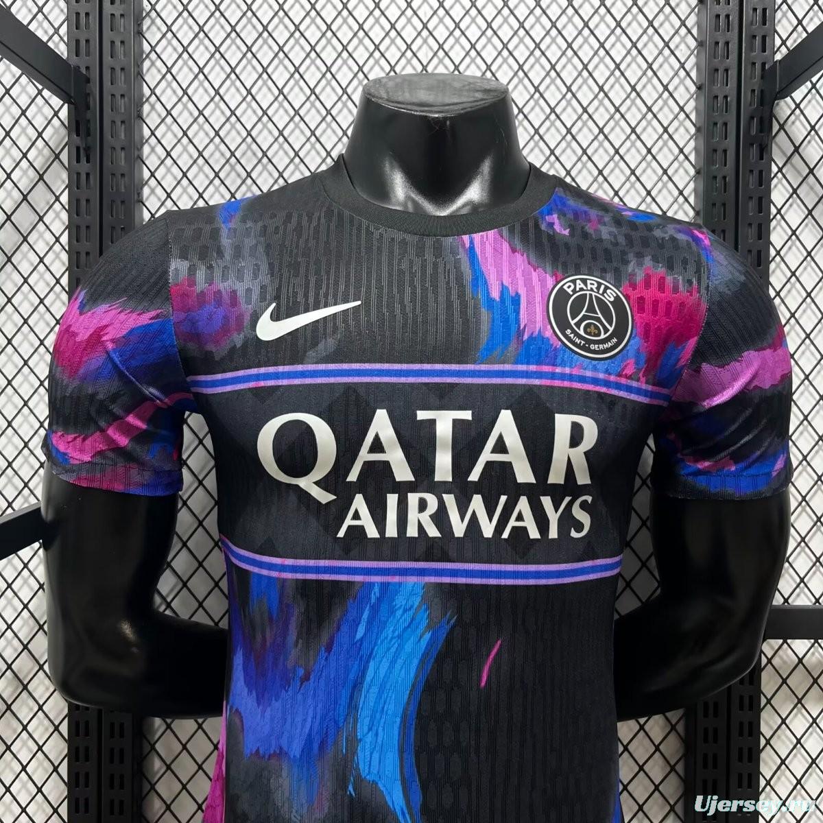 Player Version 25/26 PSG Paris Saint-Germain Black Pink Blue Special Edition Soccer Jersey