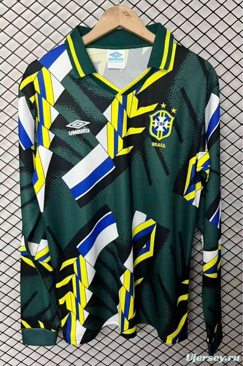 Retro 1994 Brazil Goalkeeper Green Long Sleeve Jersey