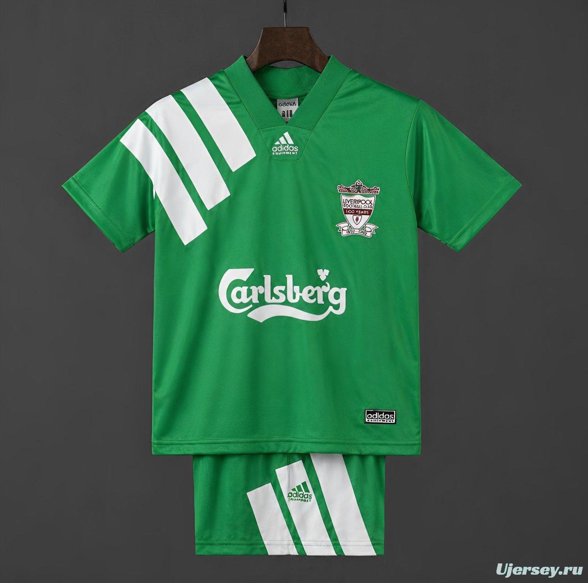 Retro 92/93 Kids Liverpool Away Green Jersey