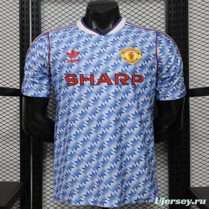 Player Version 26/27  Manchester United Away Blue Vintage Remake   Jersey