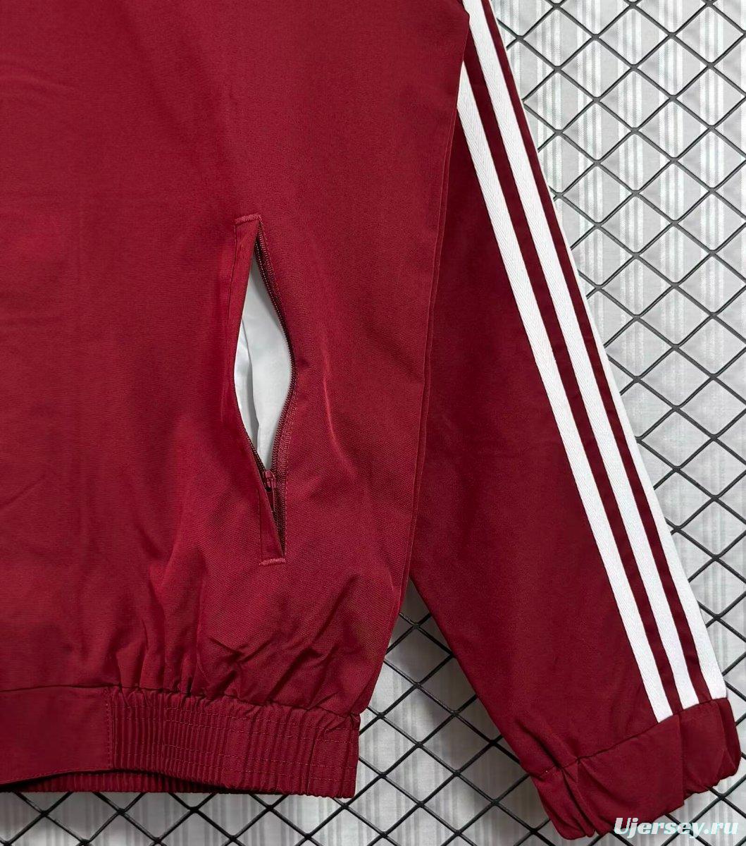 2026 Spain Burgundy Red Full Zipper Windbreaker