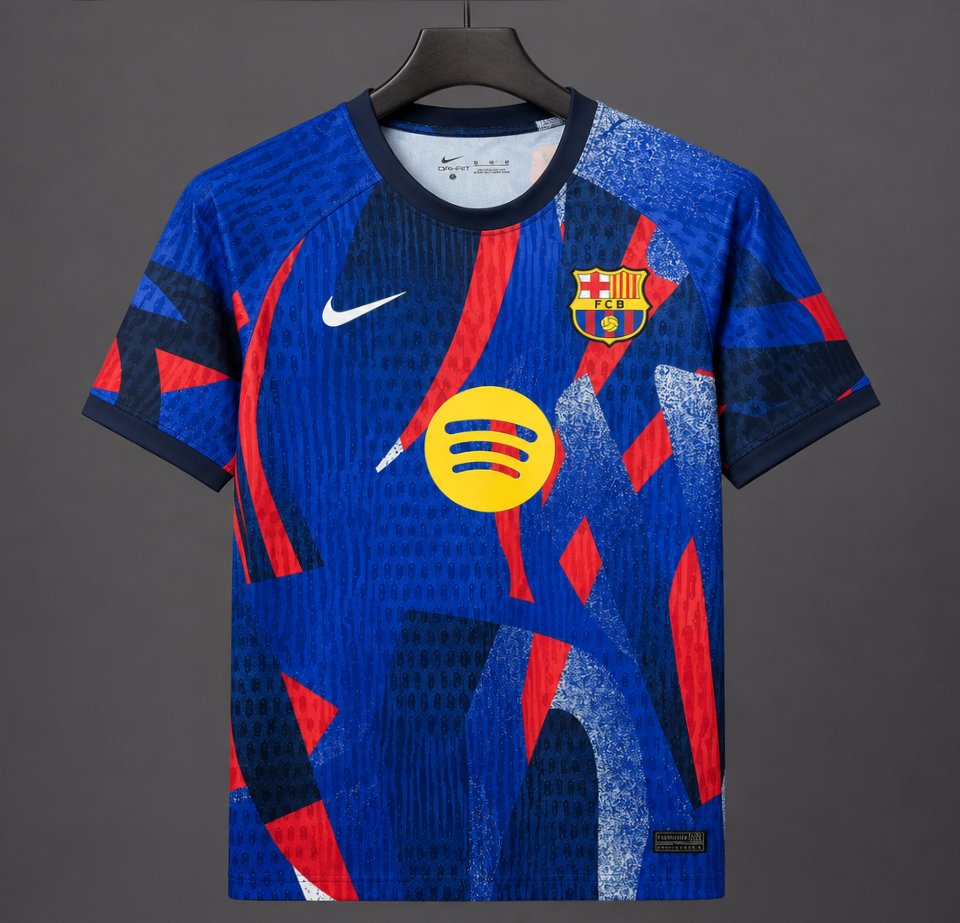25/26 Barcelona Special Edition Pre-Match Abstract Brushstroke Design Jersey