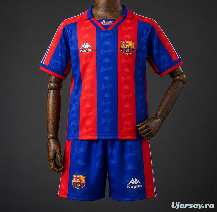 96/97 Kids Barcelona Home Retro Kit Jersey Size 16-28