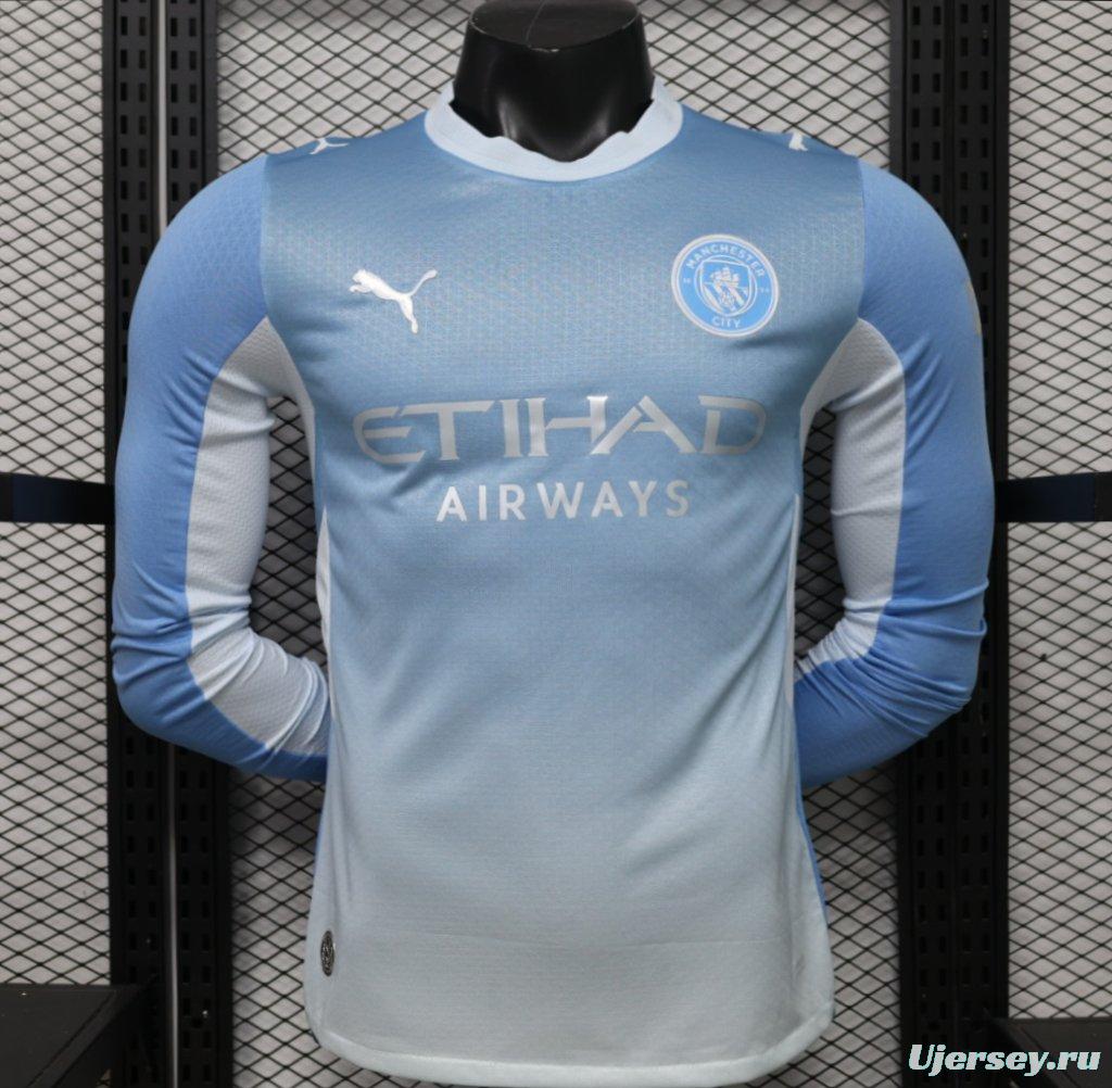Player Version 26/27 Manchester City Sky Blue with White  Long Sleeve Jersey