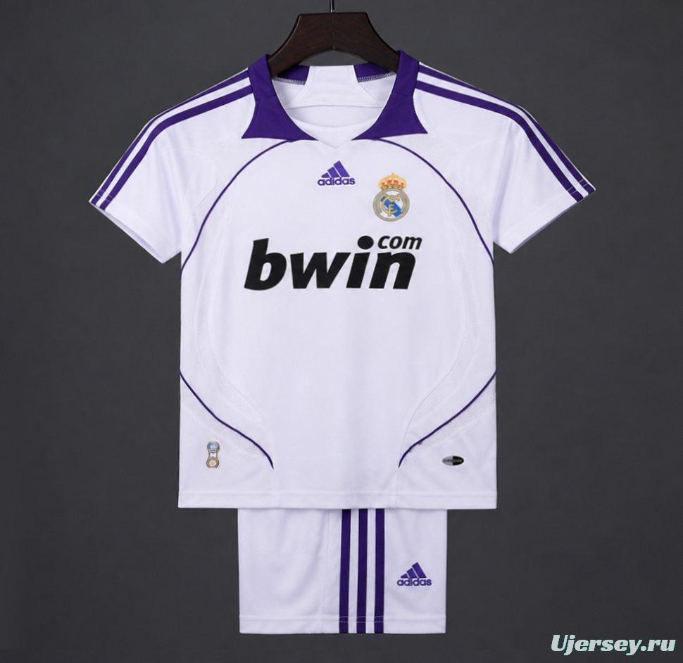 Retro 2007/08 Kids Real Madrid White & Purple Home Jersey