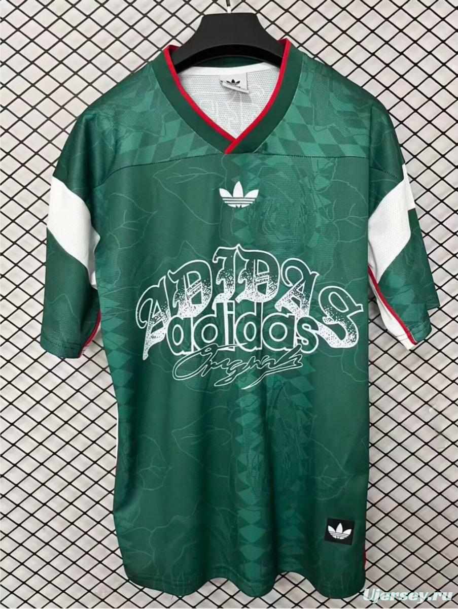 26/27 Adidas Originals Roses Mesh Green Vintage Style Jersey