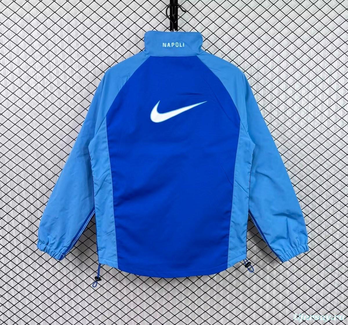 Retro 1998/99 Napoli Blue Light Blue Full Zipper WIndbreaker
