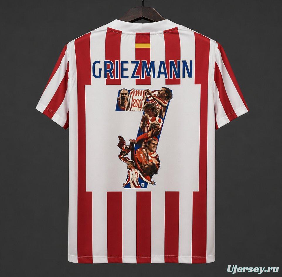 25/26 Atletico Madrid Home Jersey With Griezmann Special Printing