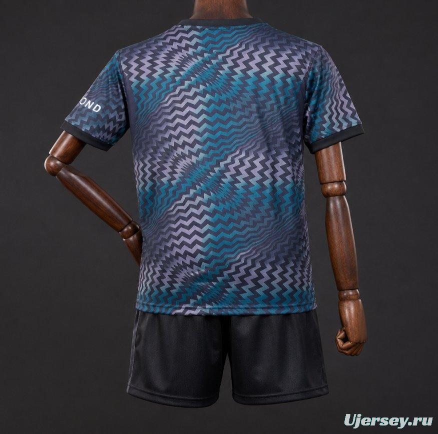 26/27 Kids PSG/Paris Saint-Germain Home Goalkeeper Black/Blue Zigzag Pattern Jersey