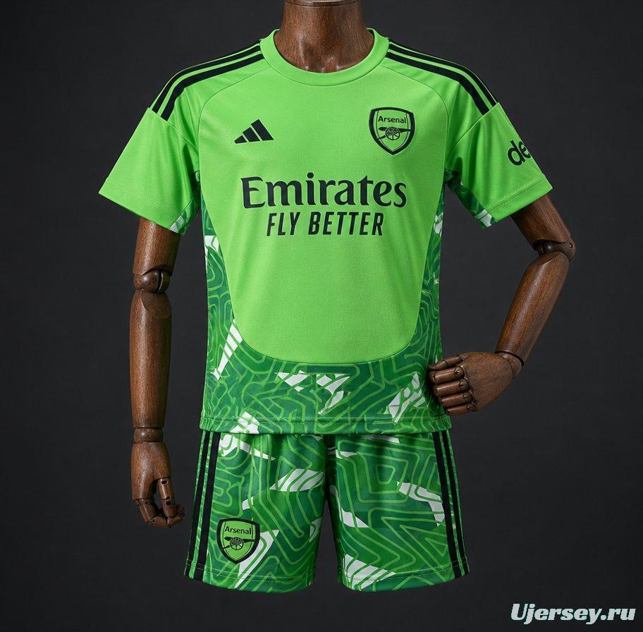26/27 Kids Arsenal Goalkeeper Neon Green/Dark Green Jersey