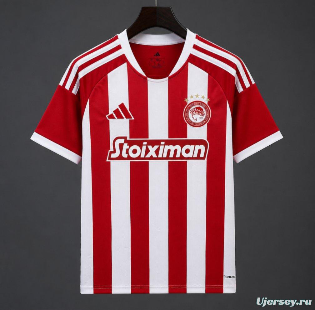 26/27 Olympiacos Red and White Stripe Home Jersey
