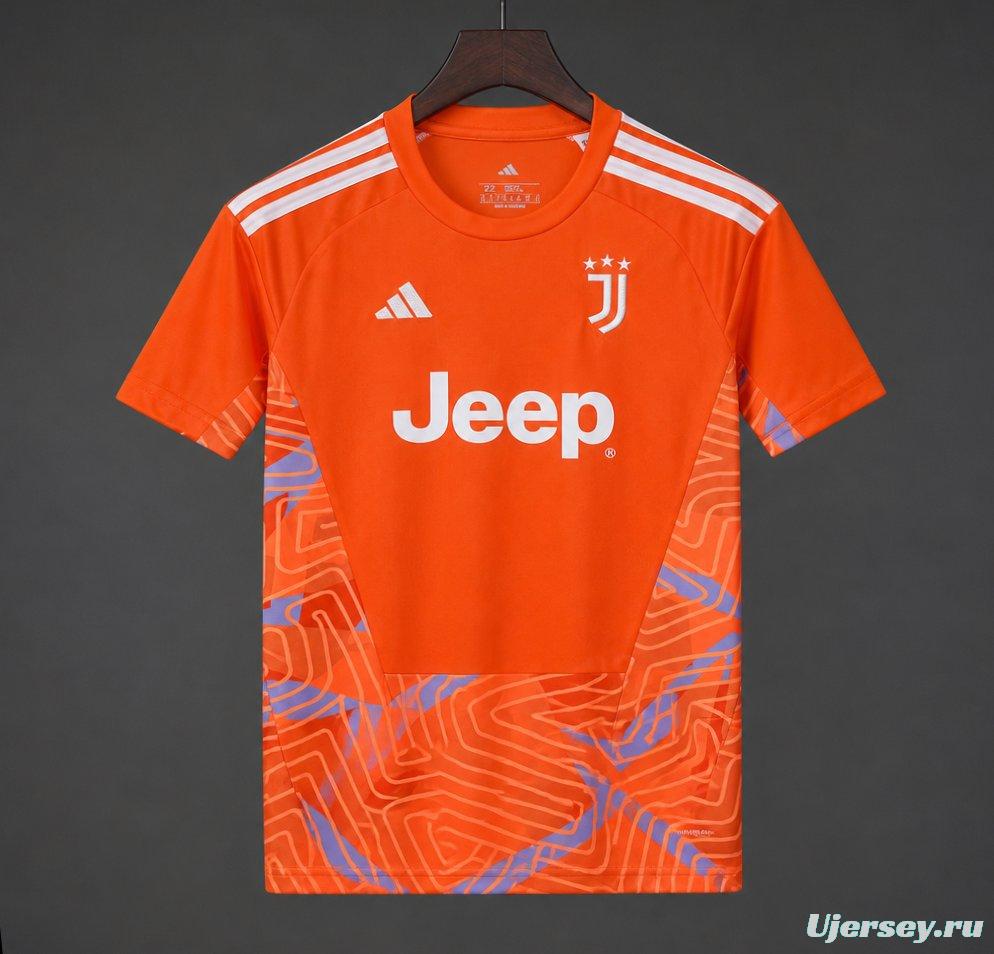 26/27 Juventus Orange with Abstract Maze Pattern Goalkeeper Jersey Set