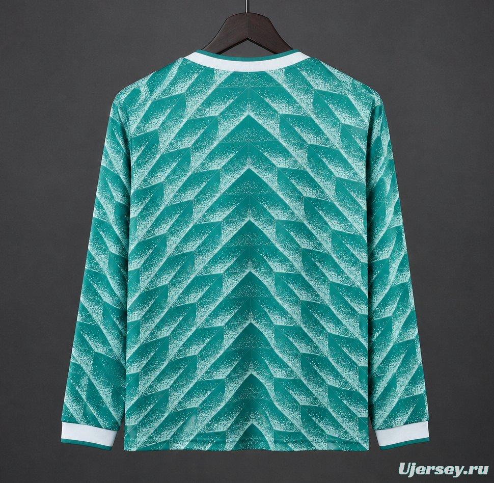 Retro 1990 West Germany Green Long Sleeve Away Jersey