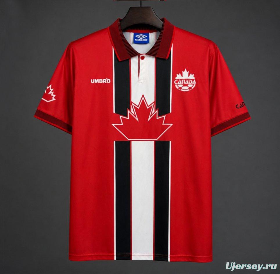 Retro 1997/98 Canada Red with Maple Leaf & Black/White Stripes Home Jersey