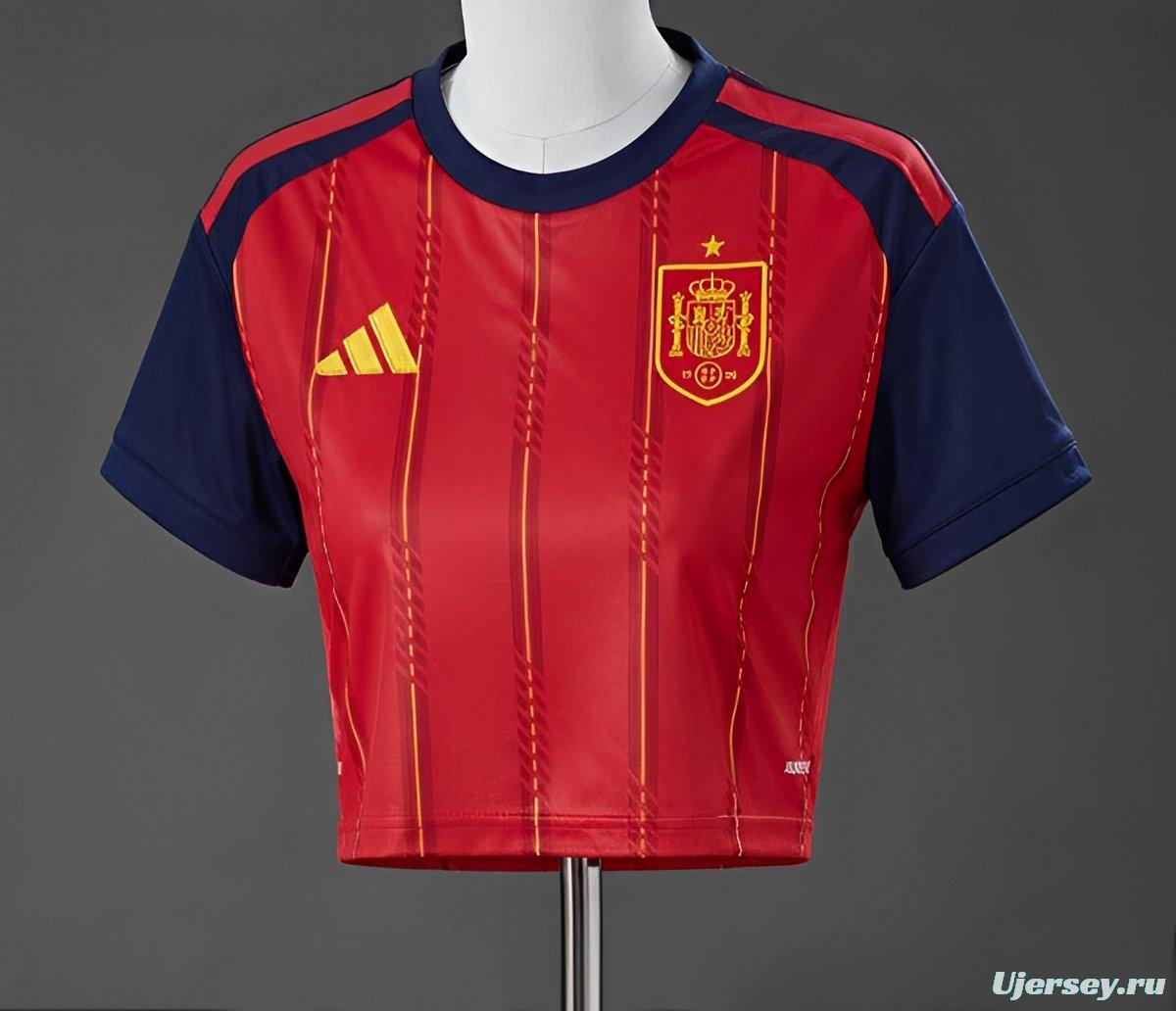 2026 Spain Home Women's Crop Top Style Jersey
