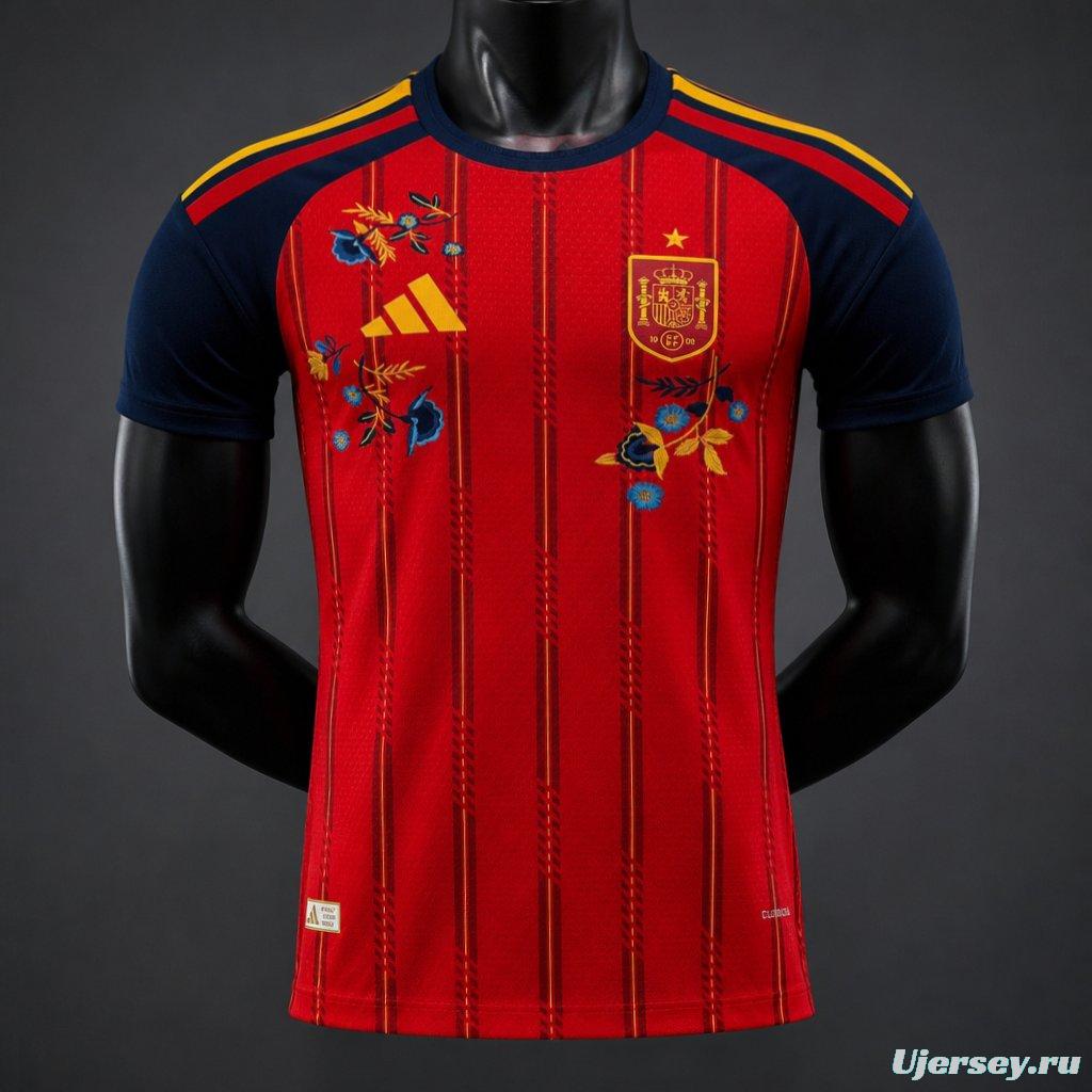 Player Version 2026 Spain Home "Floral Edition" Off White Special Jersey