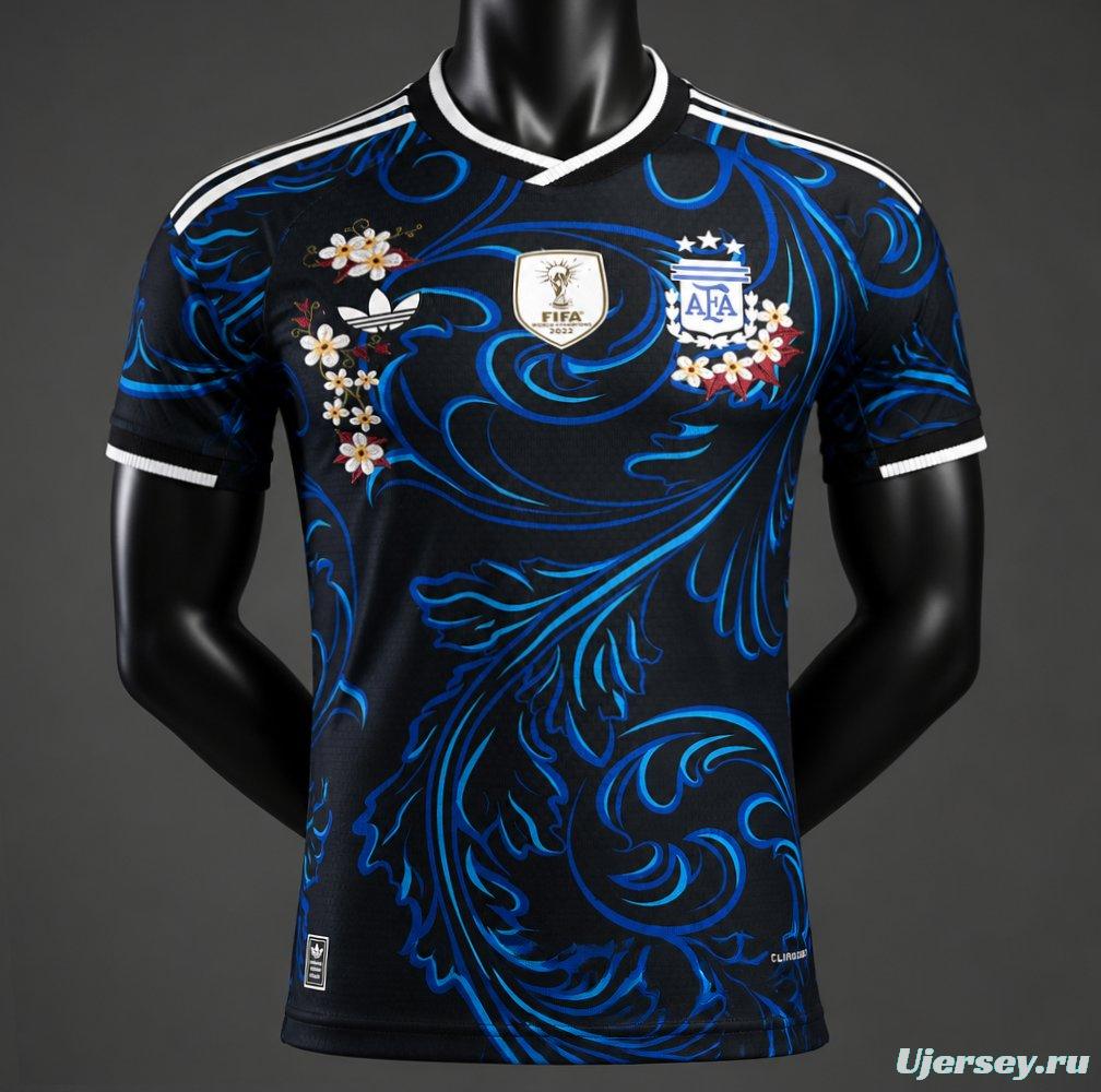 Player Version 2026 Argentina Away "Floral Edition" Off White Special Jersey