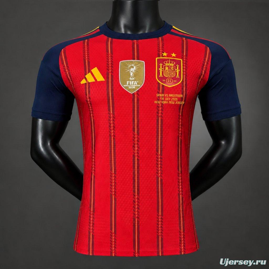 2 Star Player Version 2026 Spain Home Jersey With Champion Patch