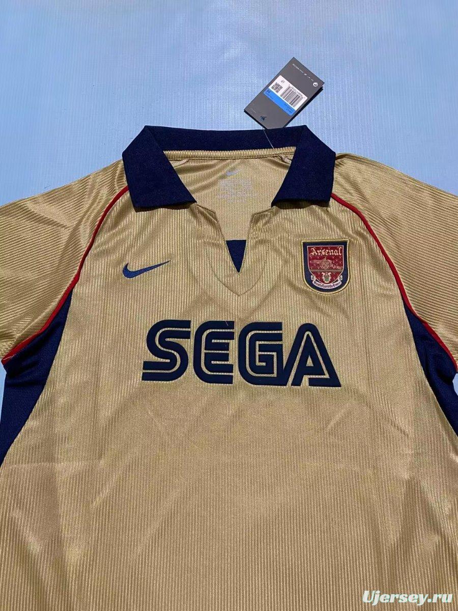 26/27 Arsenal Vintage 2001/02 Remake Gold Long Sleeve Away Jersey