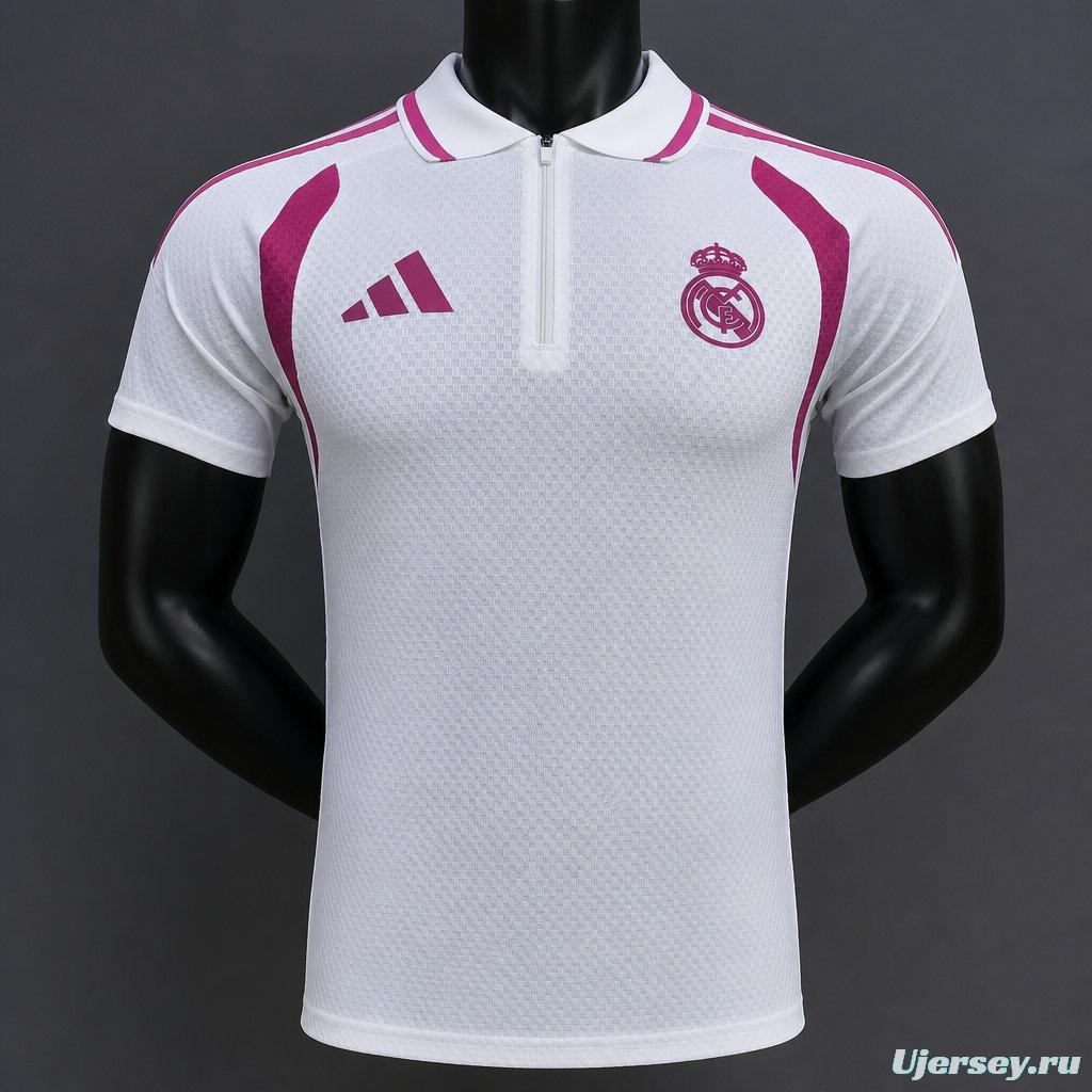 26/27 Real Madrid White with Pink Polo Jersey