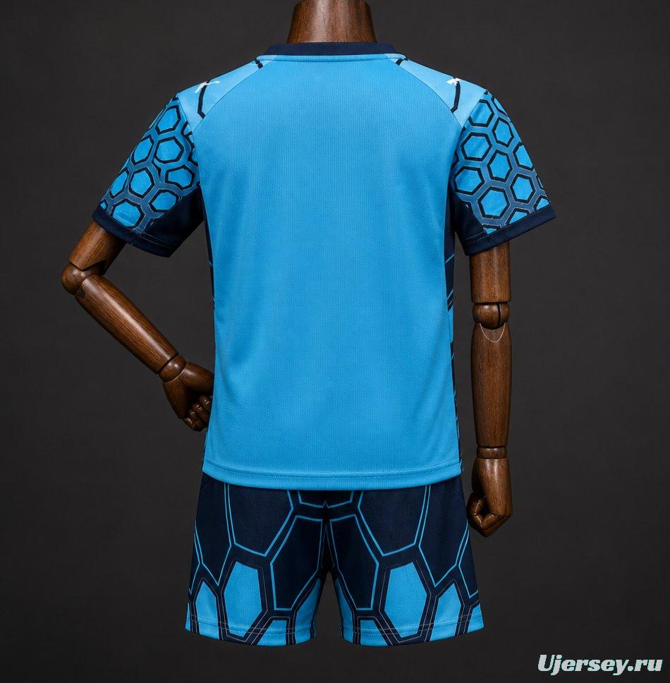26/27 Kids Olympique Marseille Goalkeeper Bright Aqua/Club Navy Jersey