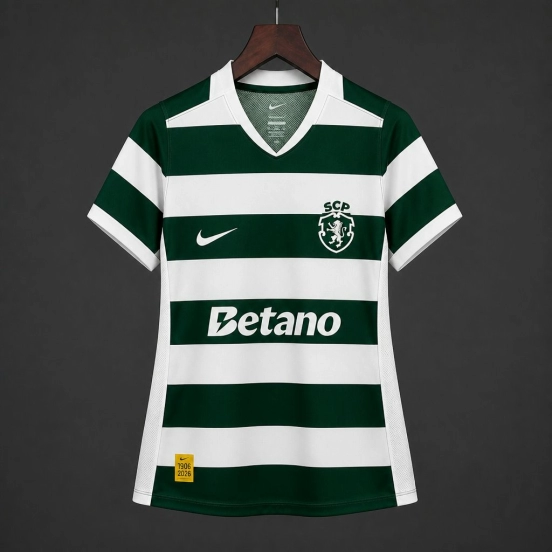 26/27 Womens Sporting CP Lisbon Home Green/White Stripes Jersey