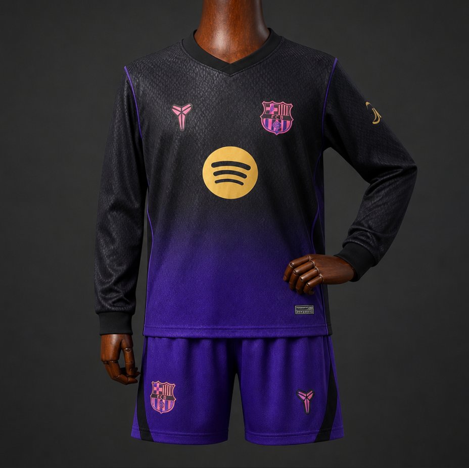 26/27 Kids Barcelona Away Long Sleeve Purple Jersey