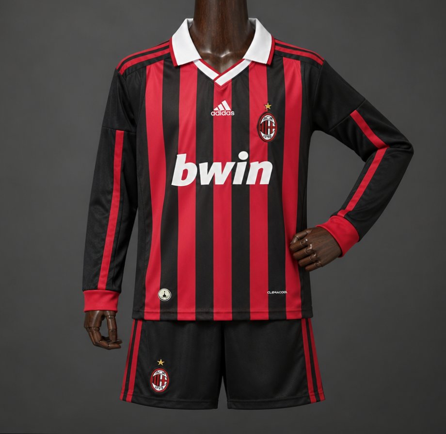 Retro 09/10 Kids AC Milan Home Long Sleeve Jersey