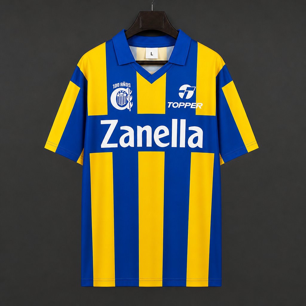 Retro 89/91 Rosario Central Home Blue Yellow Jersey