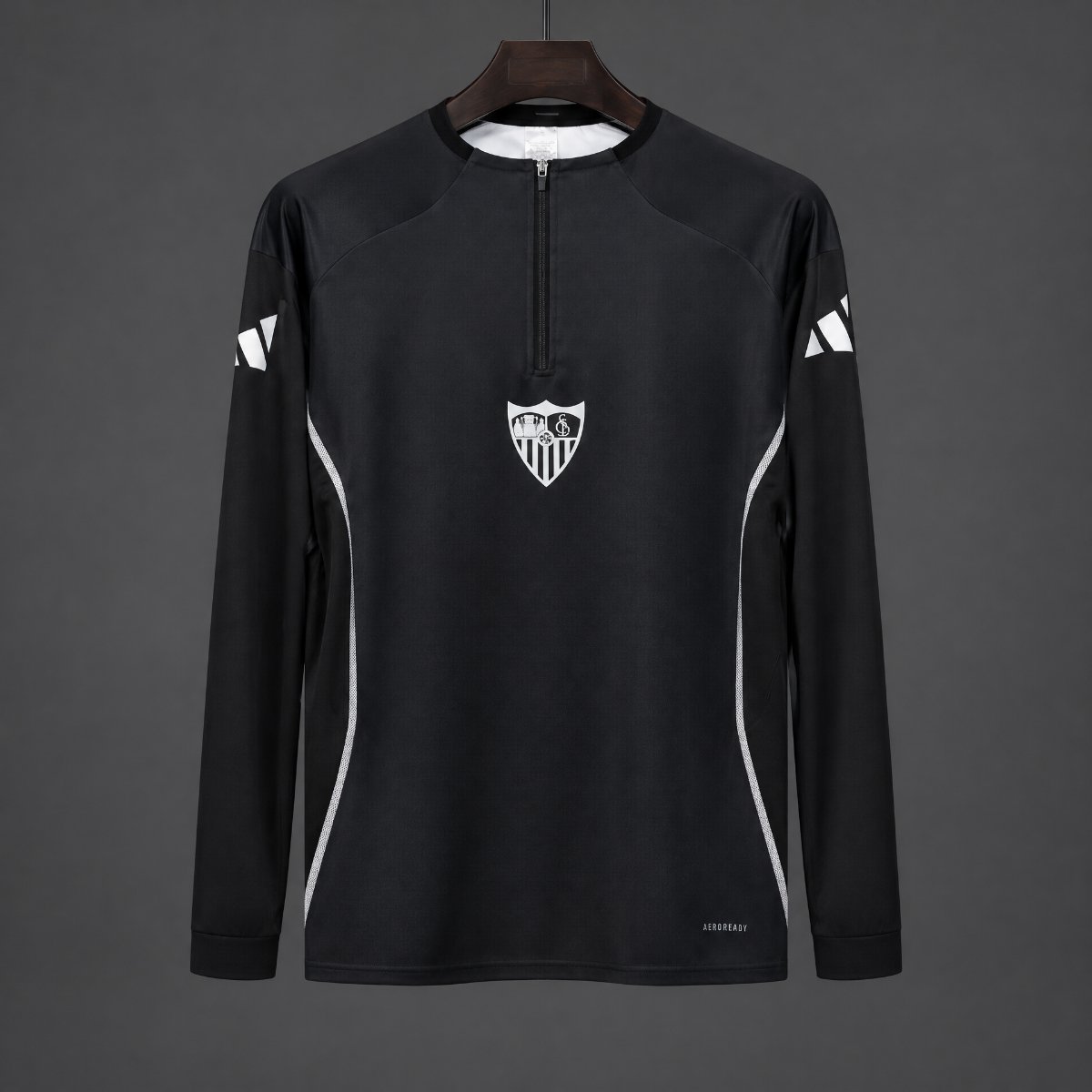 25/26 Sevilla FC Black Long Sleeve Half-Zip Training Top